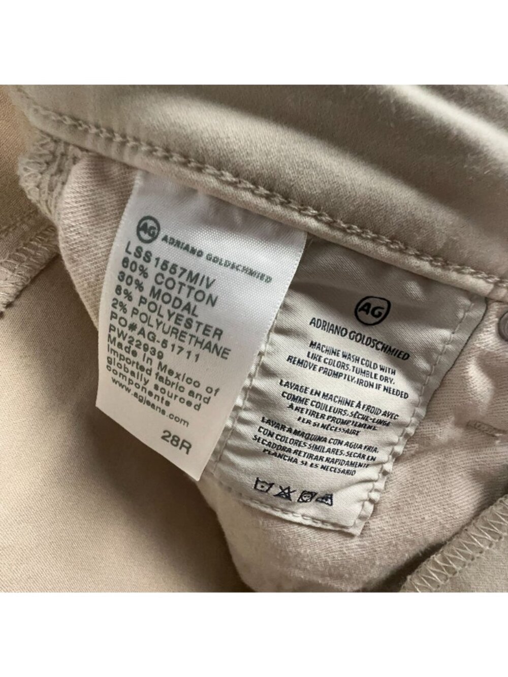 AG Adriano Goldschmied Prima Crop Pants Size 28 Regular Cigarette Beige - Picture 6 of 12